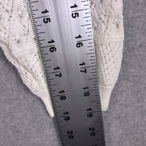 Aritzia Wilfred Sweater Women Medium White Open Knit Crewneck Stretch Minimalist - Picture 5 of 11